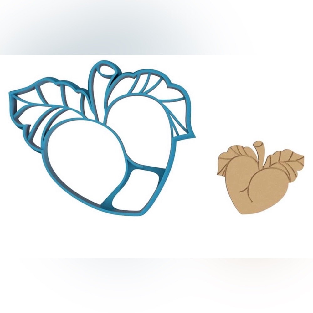 Peach Butt - Cookie Cutter, Sugar Cookie, Fondant, Clay